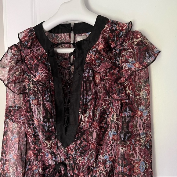 ASOS DESIGN ruffle romper  with ties in floral chiffon size 2 - Picture 4 of 14